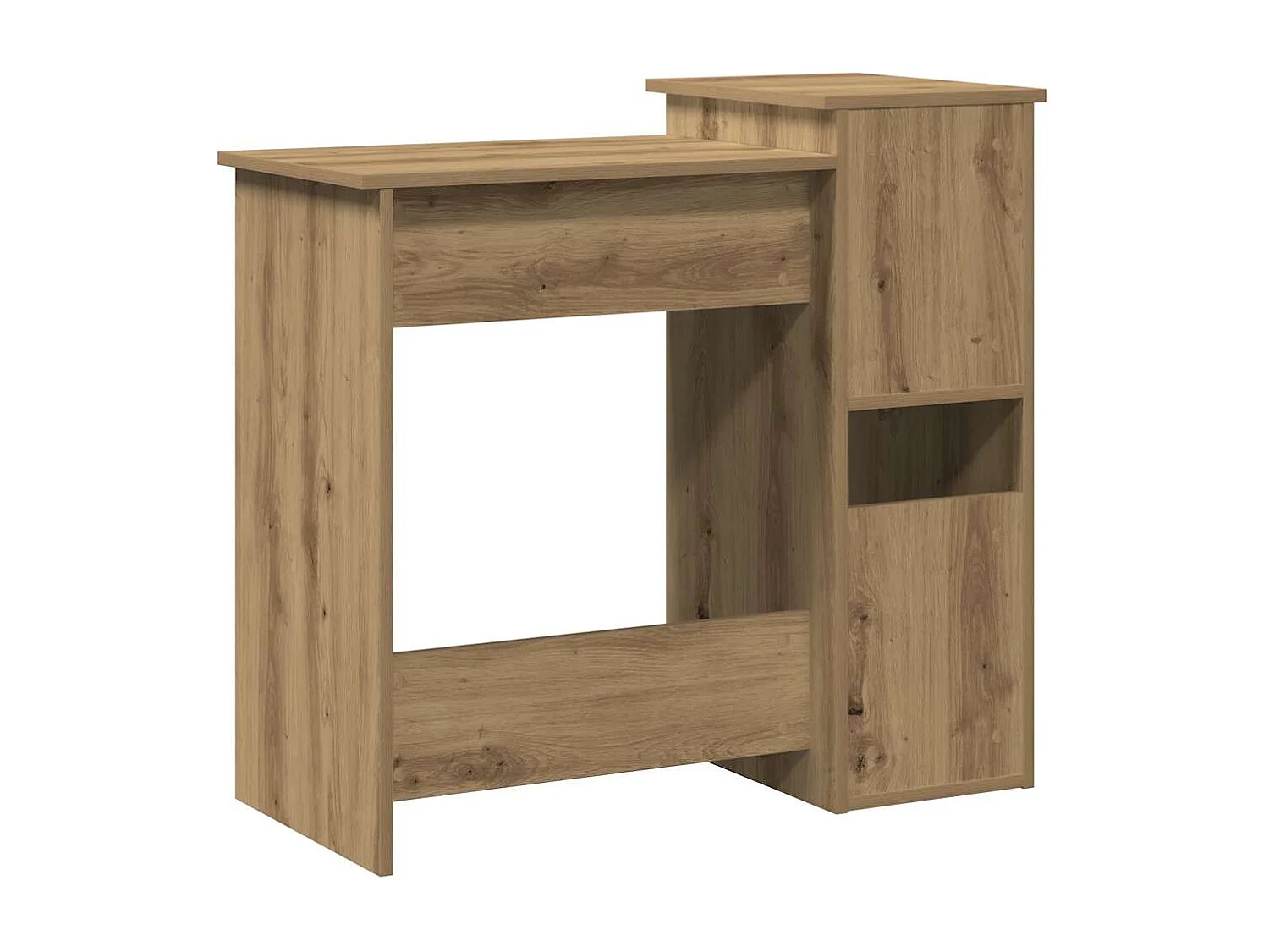 Escritorio con estantes, roble artesanal, madera de ingeniería.