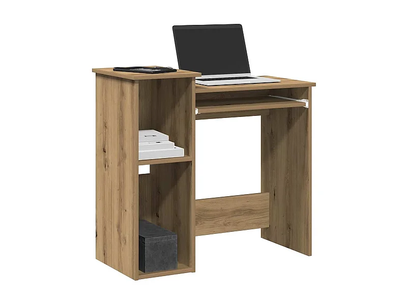 Escritorio con estantes, roble artesanal, madera de ingeniería.