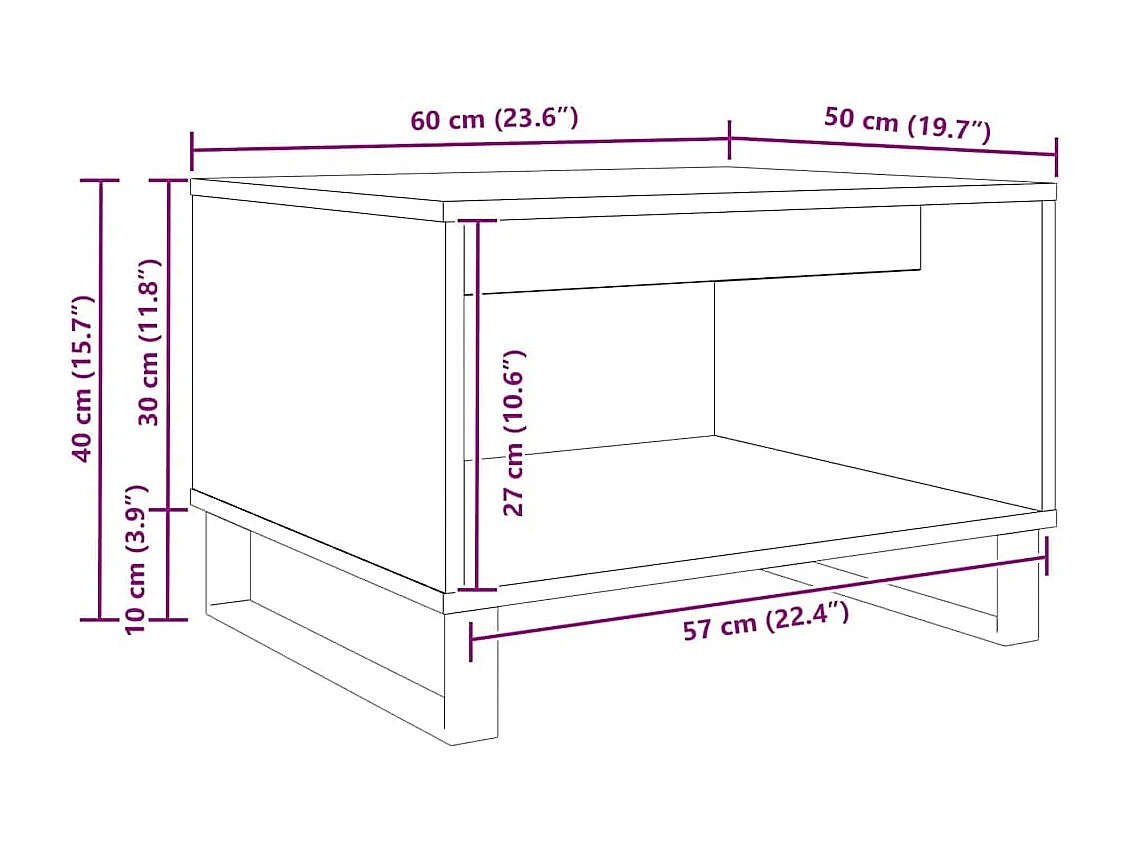 Couchtisch Eiche schwarz 60 x 50 x 40 cm Holzwerkstoff