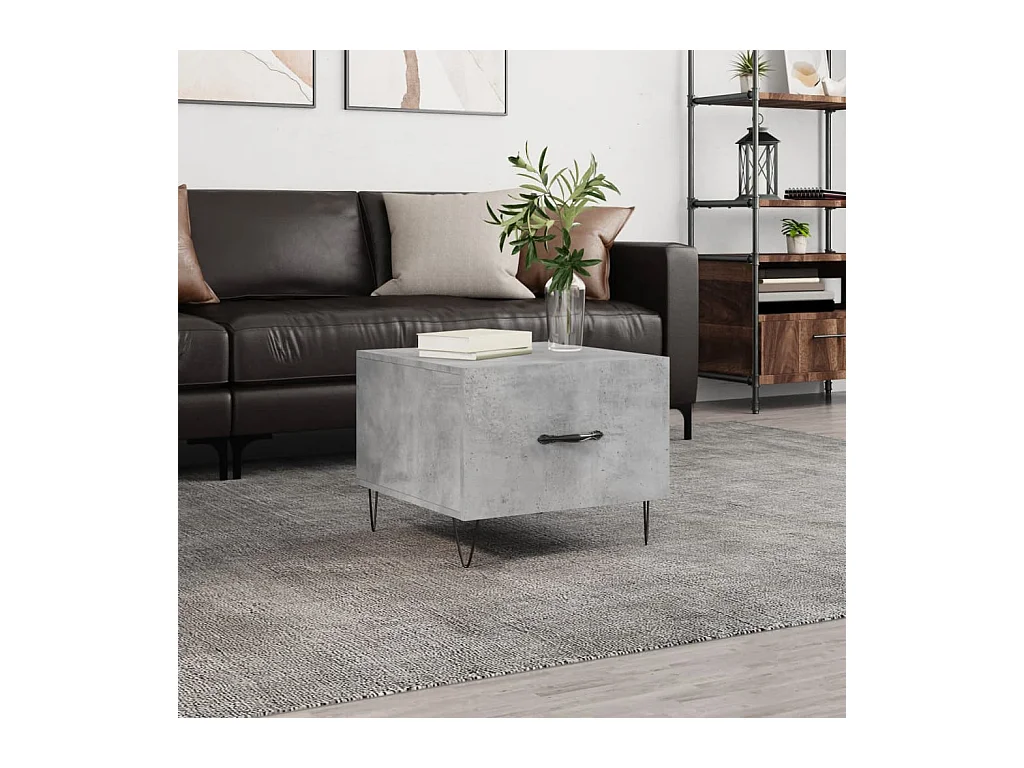 Betongrijze salontafel 50x50x40 cm bewerkt hout