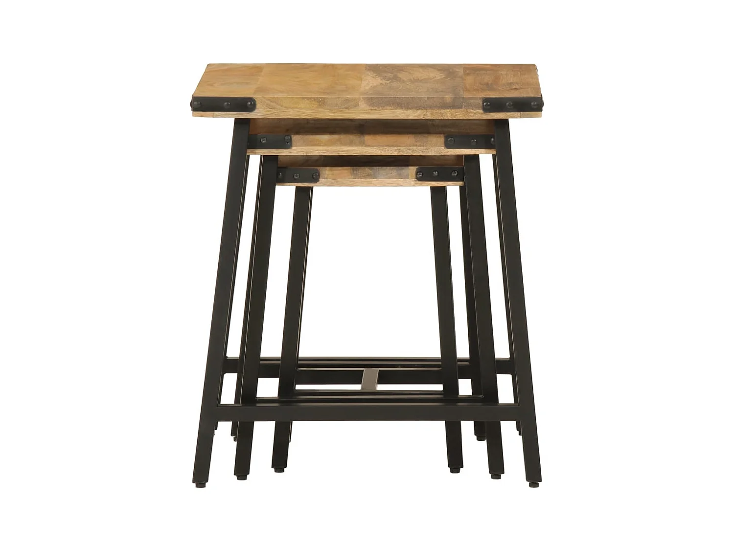 Tables basses gigognes 3 pcs bois massif de manguier et fer