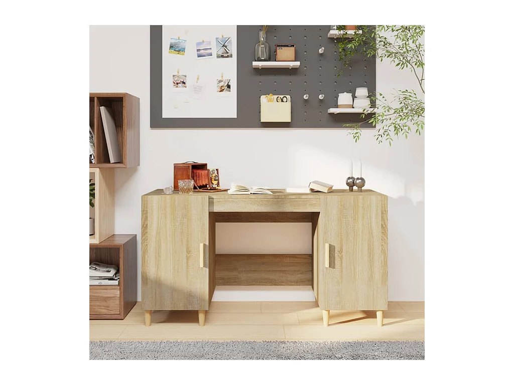 Escritorio de roble Sonoma 140x50x75 cm Madera de ingeniería