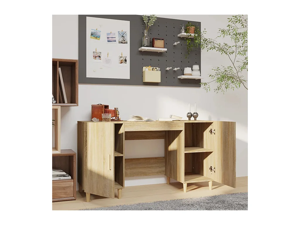 Escritorio de roble Sonoma 140x50x75 cm Madera de ingeniería