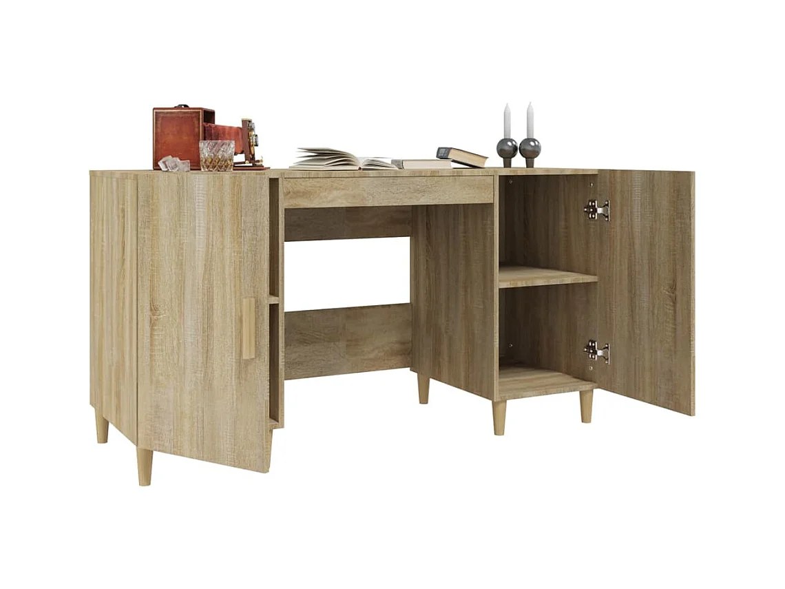 Escritorio de roble Sonoma 140x50x75 cm Madera de ingeniería