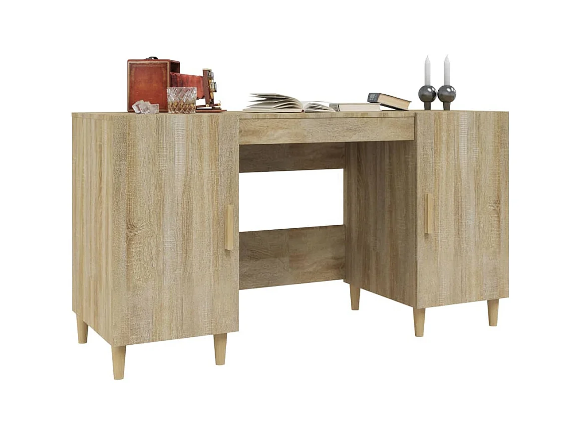 Escritorio de roble Sonoma 140x50x75 cm Madera de ingeniería