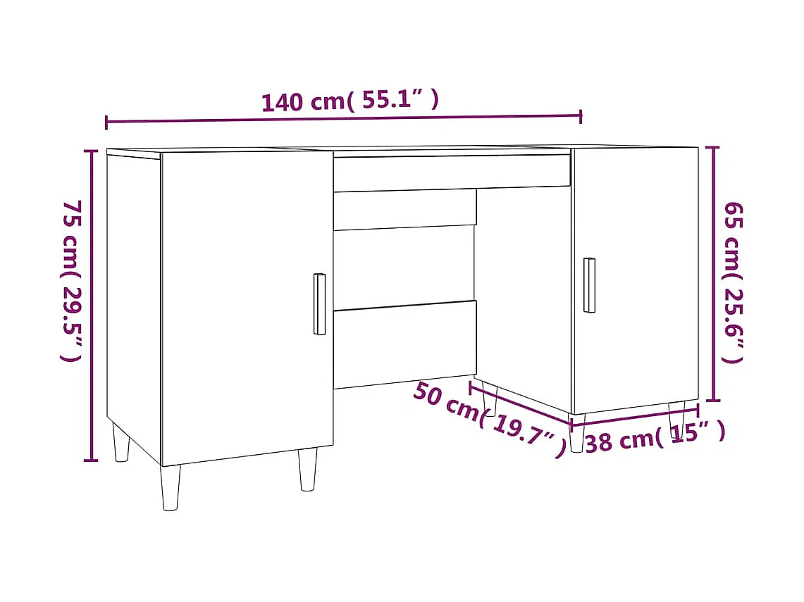 Escritorio de roble Sonoma 140x50x75 cm Madera de ingeniería