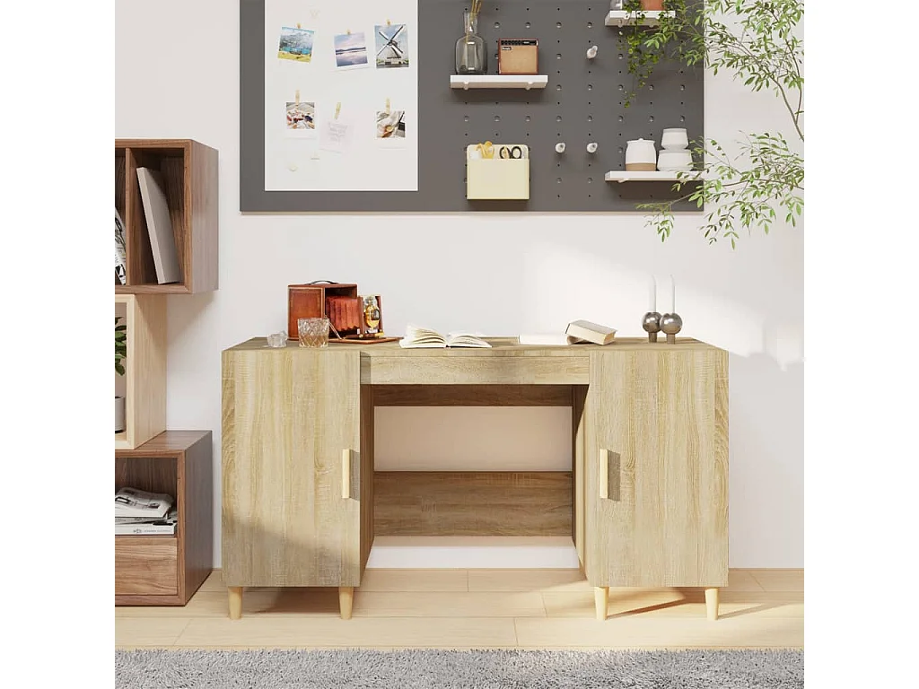 Escritorio de roble Sonoma 140x50x75 cm Madera de ingeniería