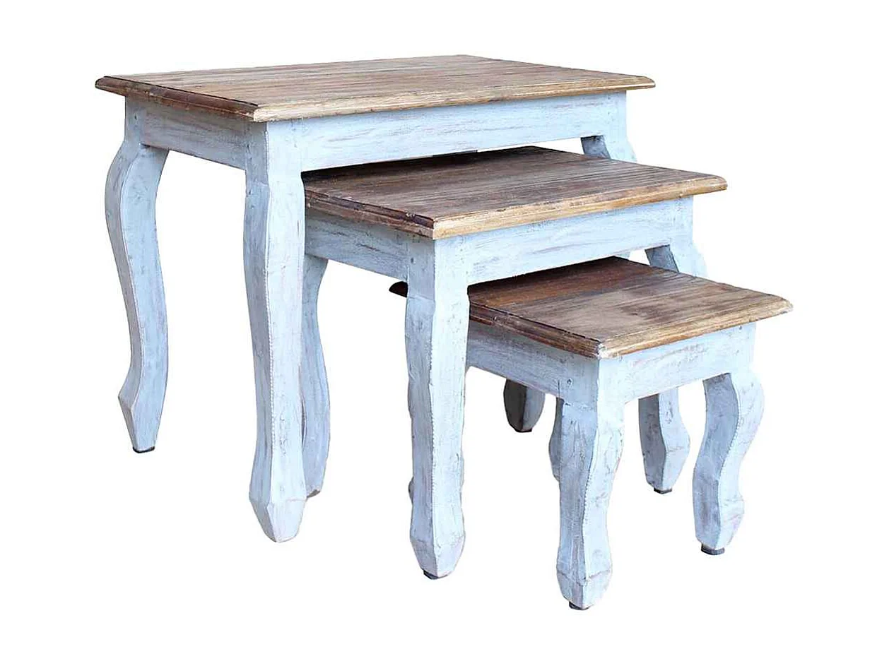 Ensemble de tables gigognes 3 pcs bois d'acajou massif