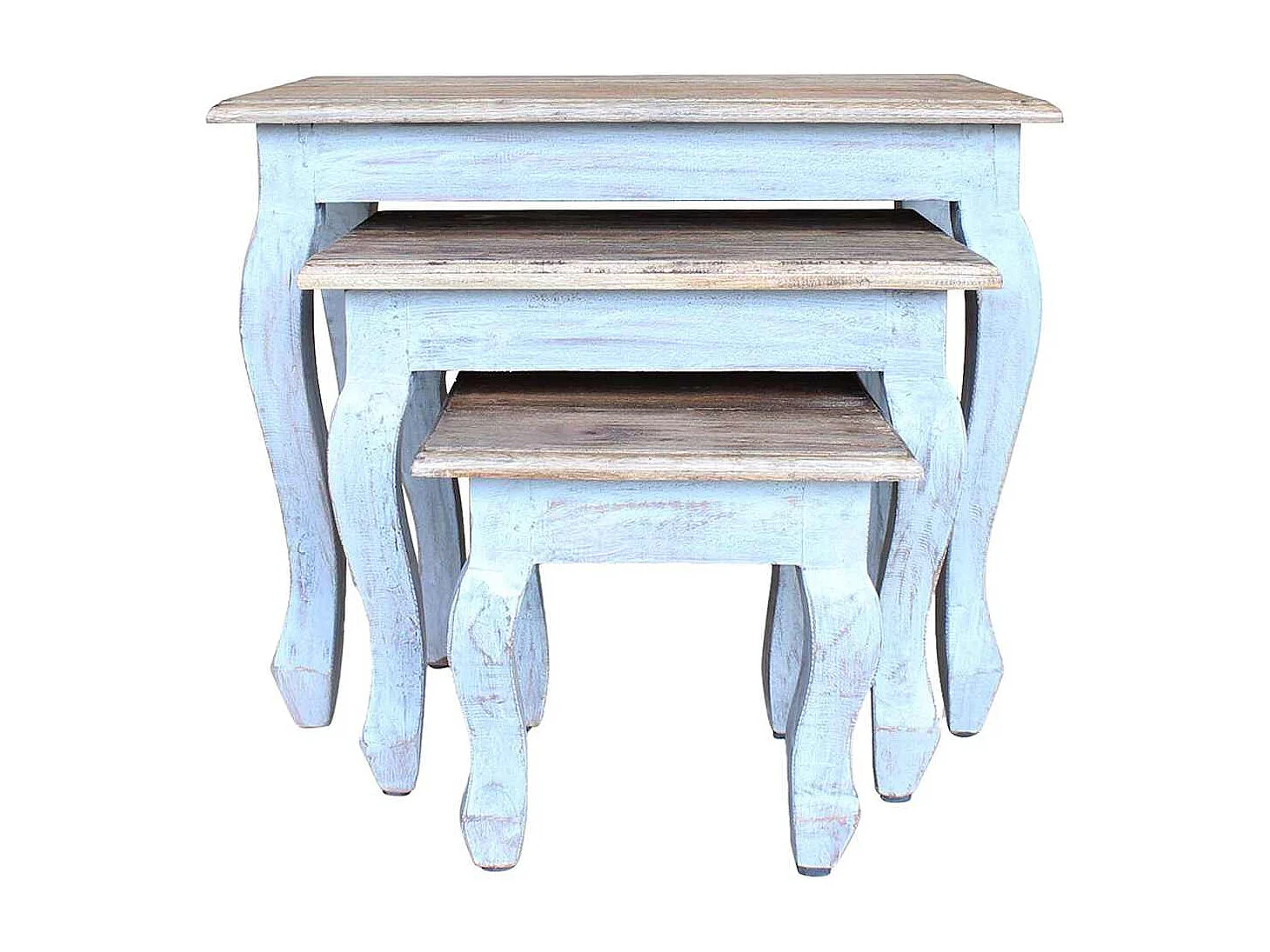 Ensemble de tables gigognes 3 pcs bois d'acajou massif