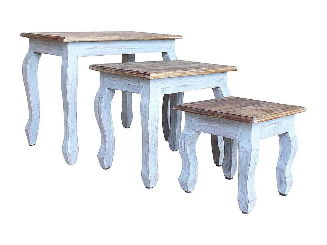 Ensemble de tables gigognes 3 pcs bois d'acajou massif