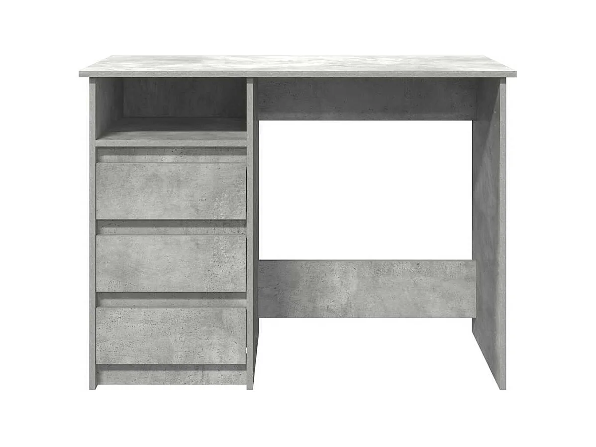 Bureau gris béton 102x50x75 cm bois d'ingénierie