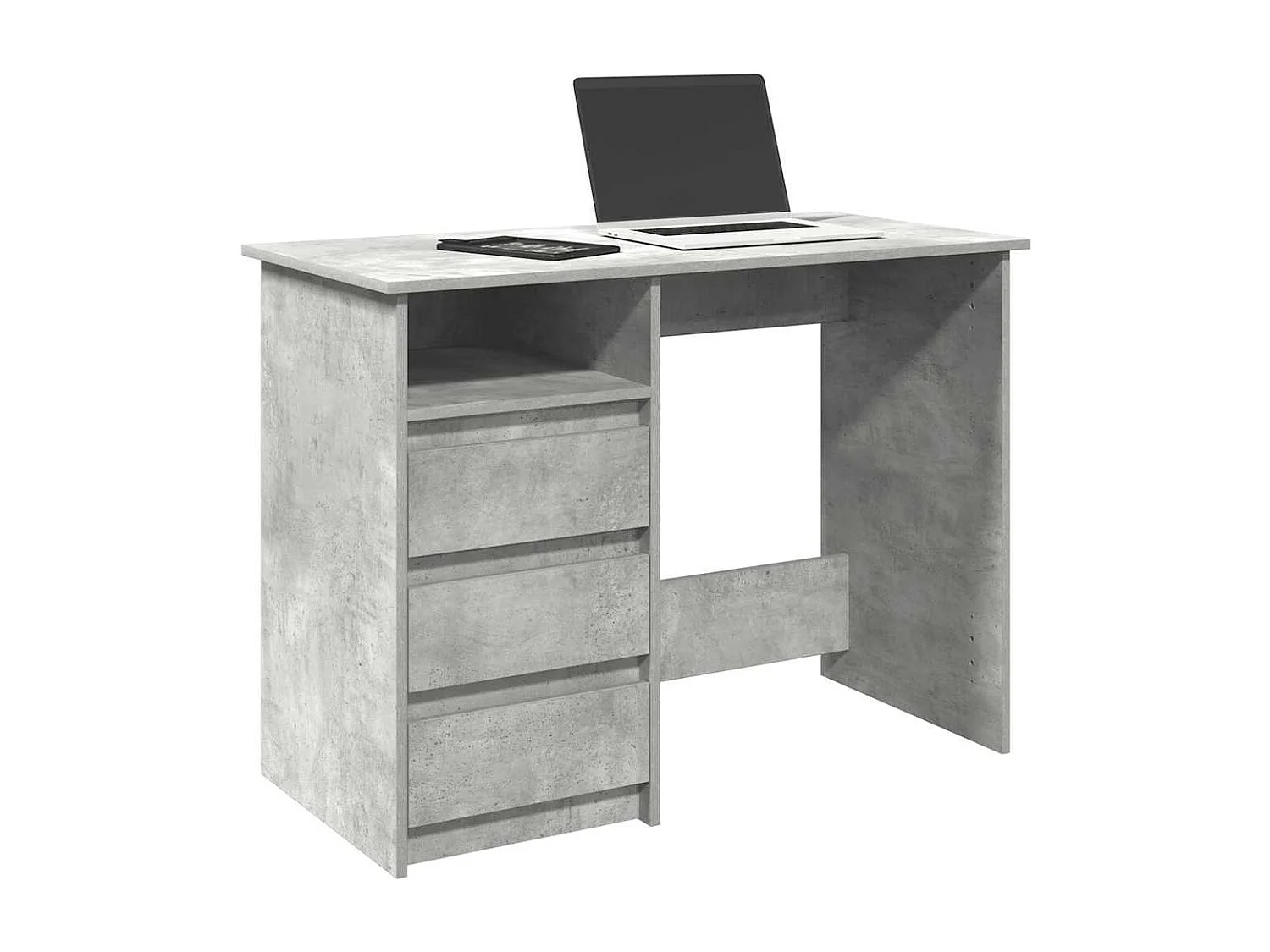 Bureau gris béton 102x50x75 cm bois d'ingénierie
