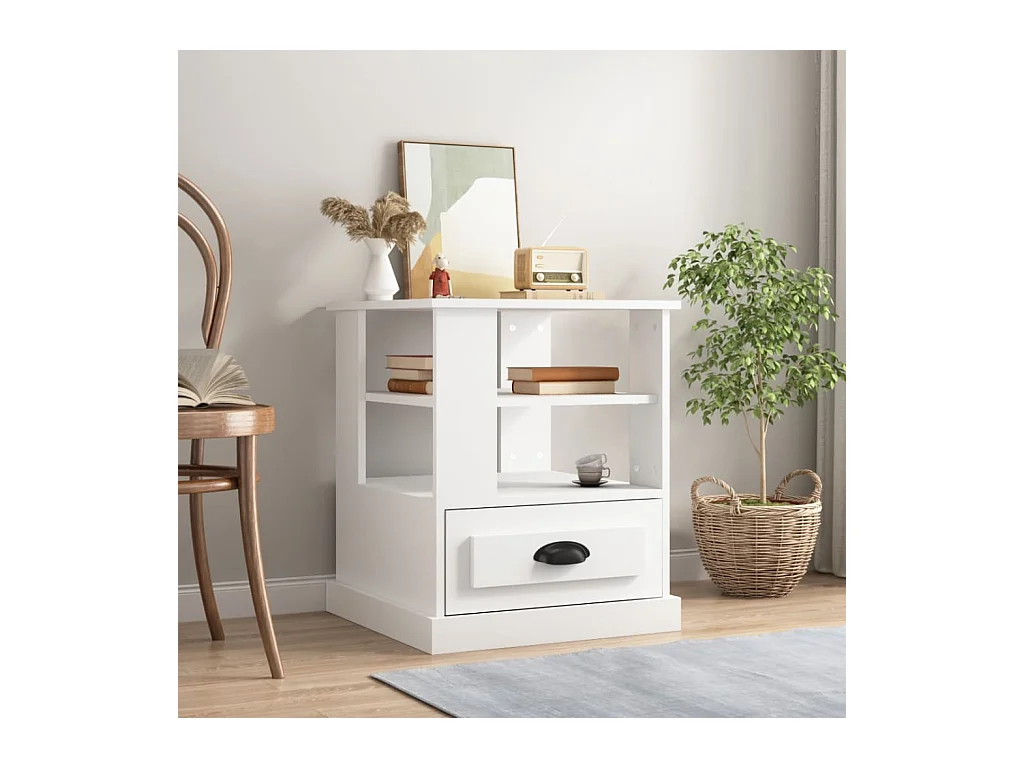 Tavolino bianco 50x50x60 cm in legno ingegnerizzato