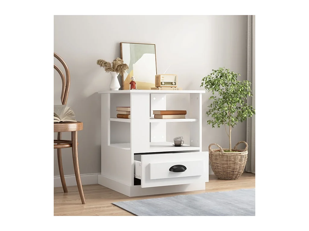 Tavolino bianco 50x50x60 cm in legno ingegnerizzato