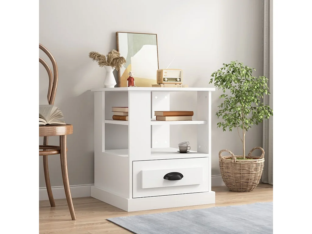 Tavolino bianco 50x50x60 cm in legno ingegnerizzato