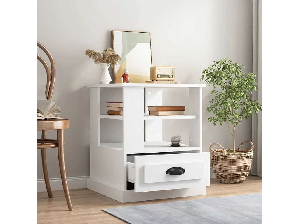 Tavolino bianco 50x50x60 cm in legno ingegnerizzato