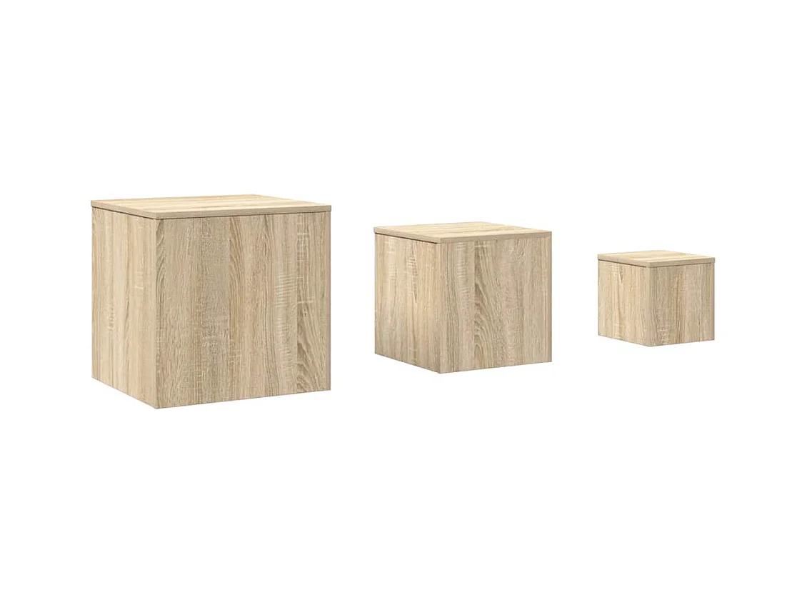 3-delige bijzettafelset Sonoma Eikenhout
