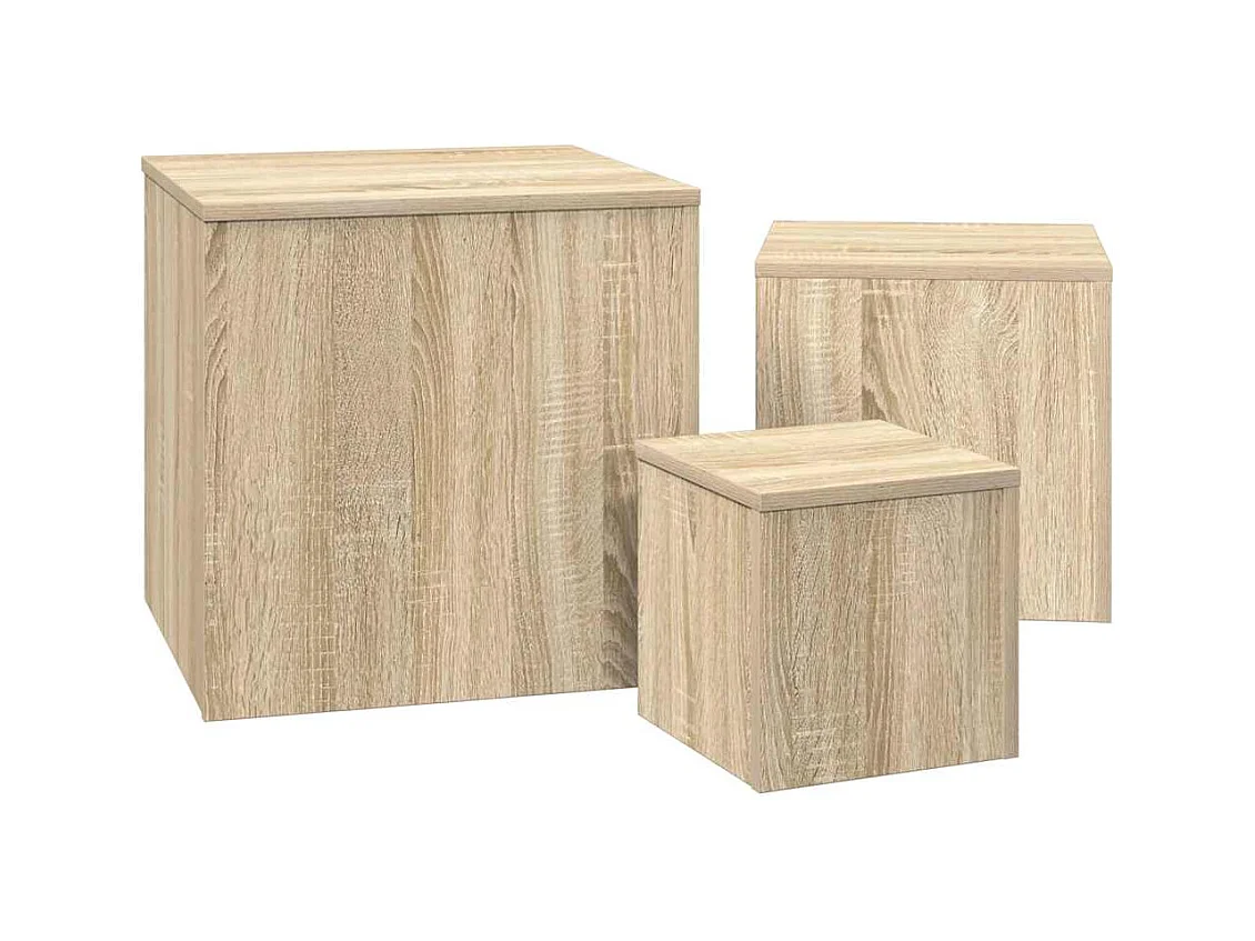 3-delige bijzettafelset Sonoma Eikenhout