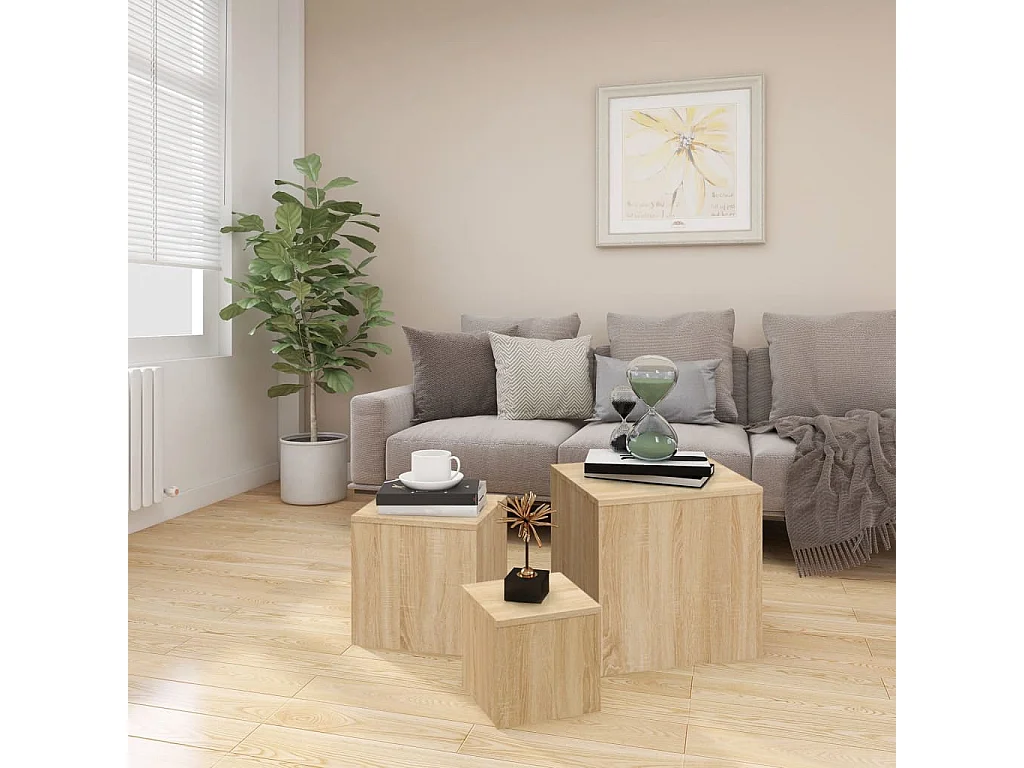 Tables d'appoint 3 pcs Chêne Sonoma Aggloméré