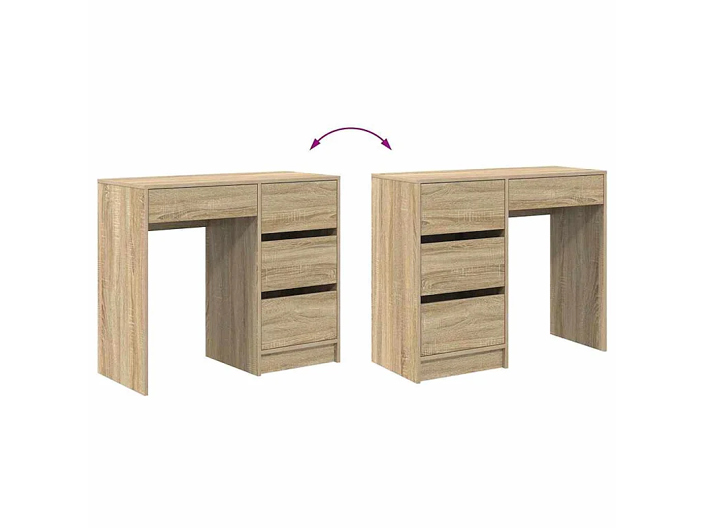 Schreibtisch aus Sonoma-Eiche, 90 x 37,5 x 75 cm, Holzwerkstoff