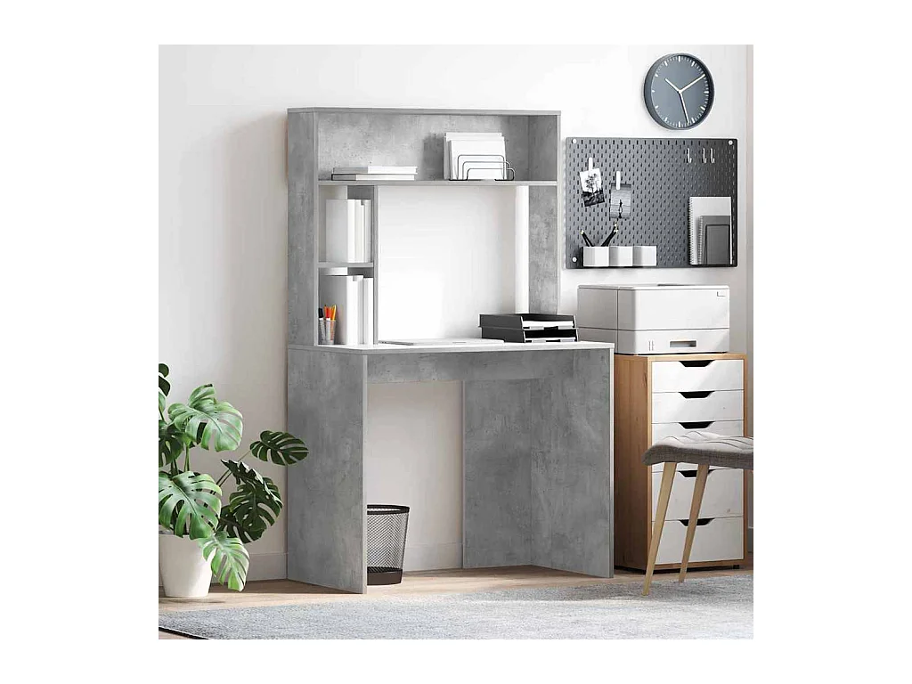 Scrivania grigio cemento 91 x 50 x 149 cm in legno ingegnerizzato