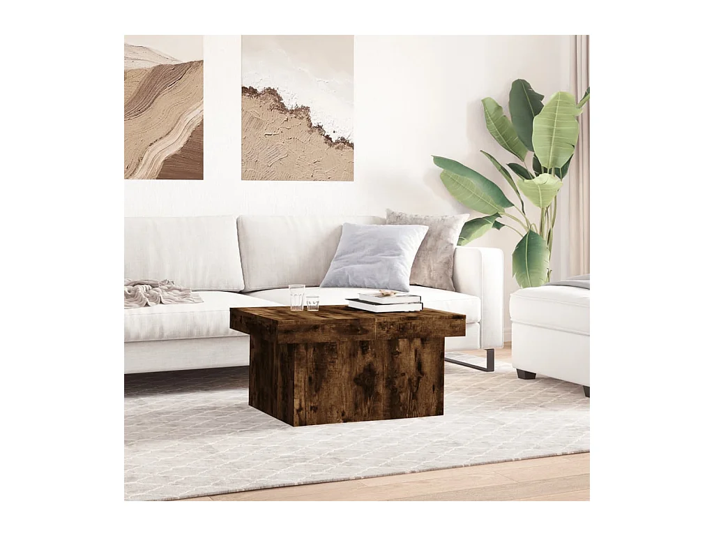 Mesa de centro de roble ahumado 100x55x40 cm madera de ingeniería