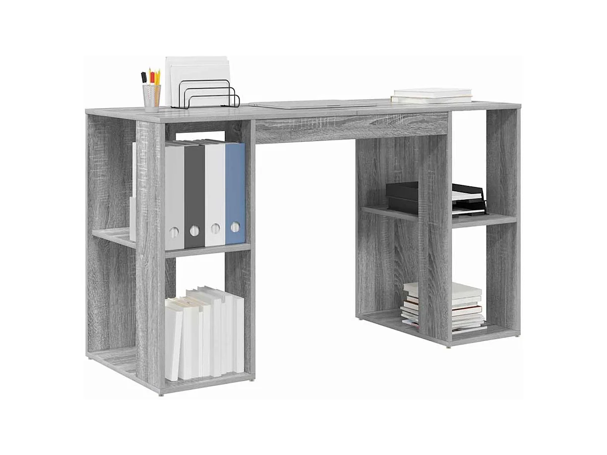 Bureau avec Rangement Gris Sonoma 130 x 50,5 x 75 cm