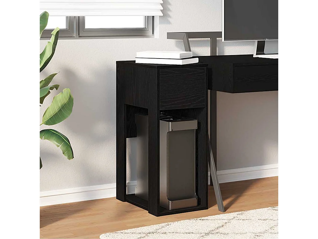 Support de tour d'ordinateur avec tiroir noir 30x44x74 cm