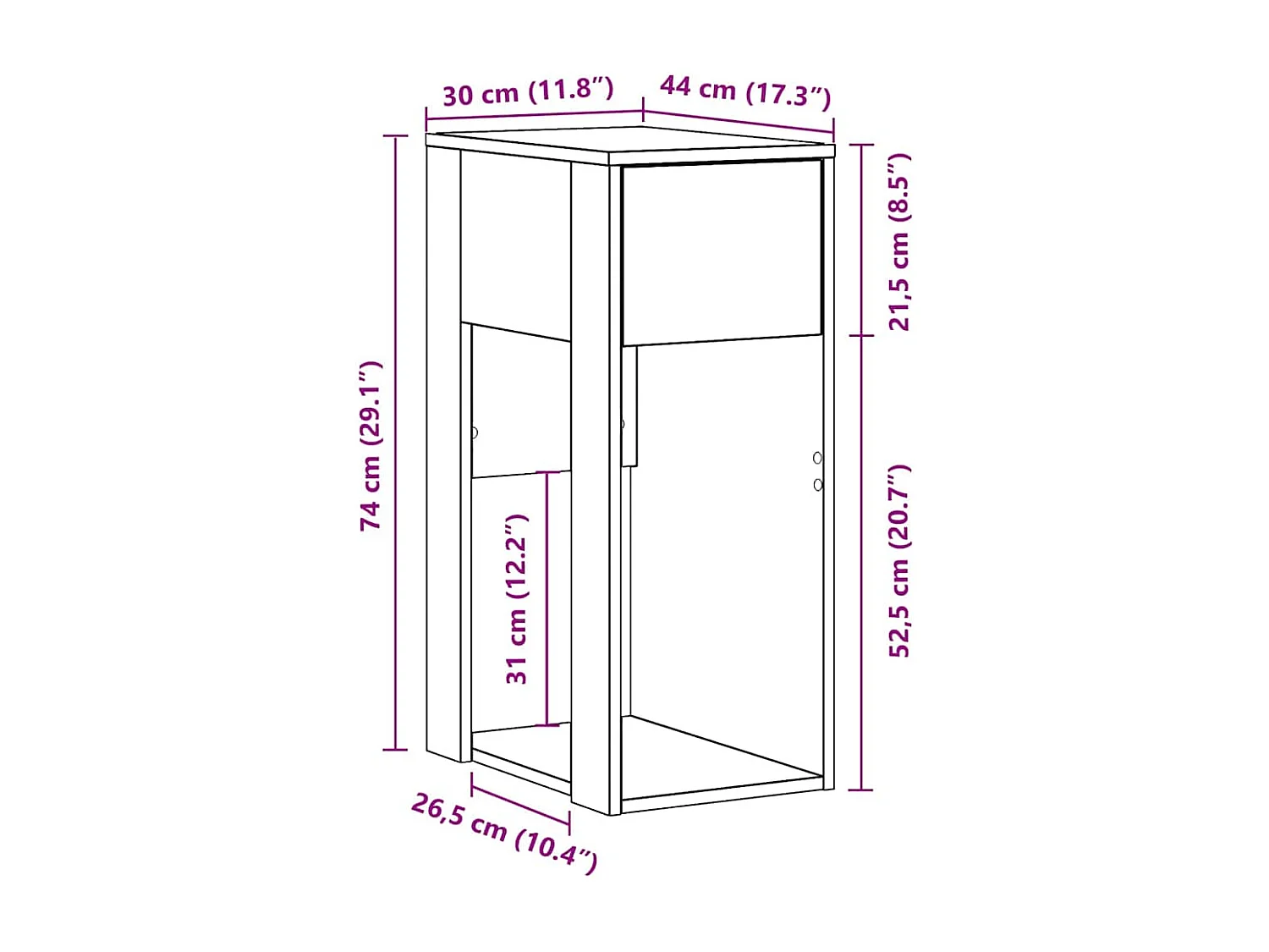 Support de tour d'ordinateur avec tiroir noir 30x44x74 cm