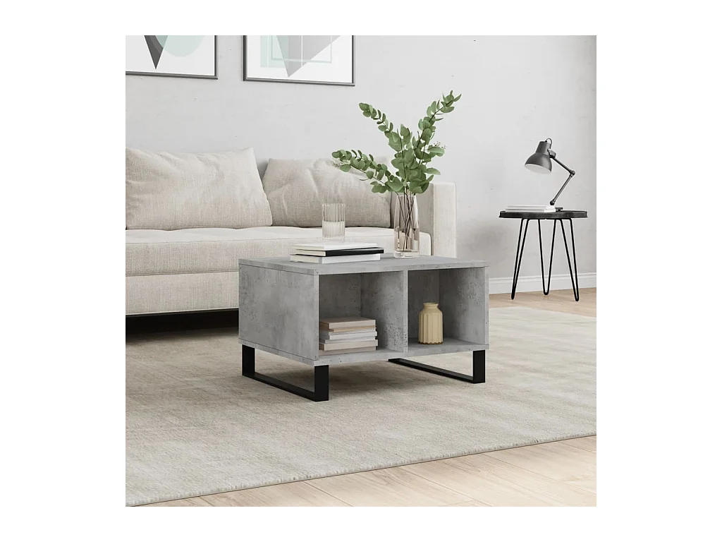 Table basse Gris béton 60x50x36,5 cm Bois d'ingénierie
