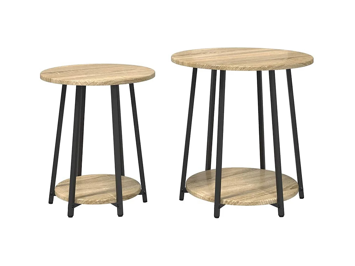 Ensemble de tables d'appoint 2 pcs Chêne Sonoma et noir