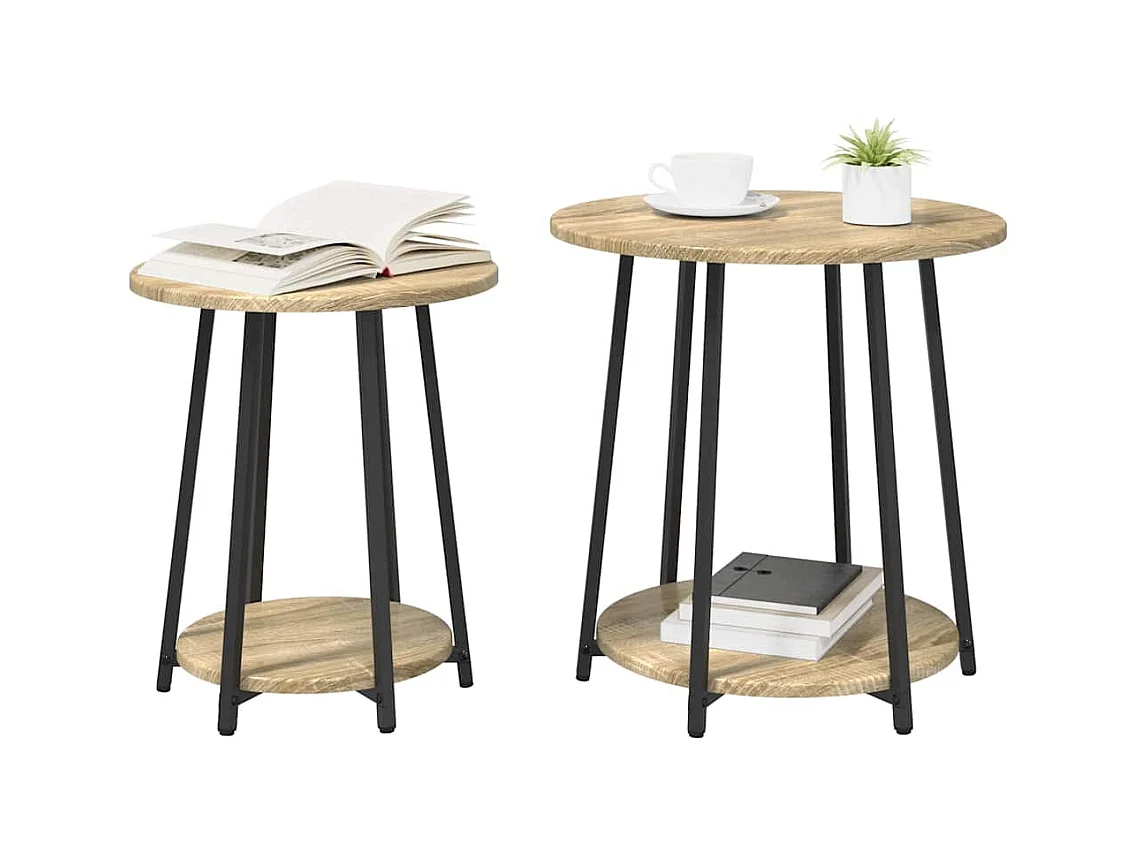Ensemble de tables d'appoint 2 pcs Chêne Sonoma et noir