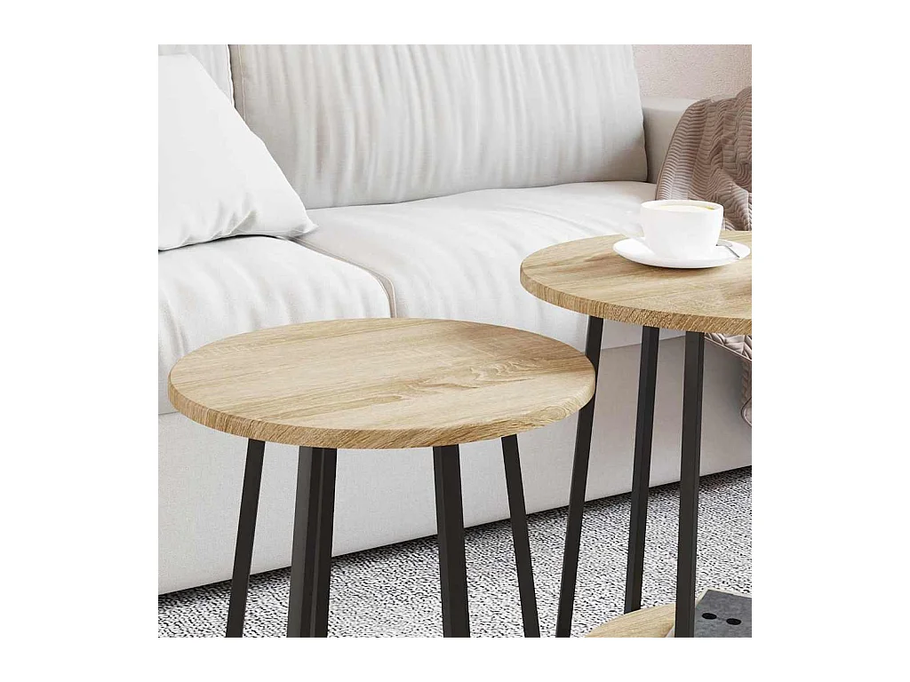 Ensemble de tables d'appoint 2 pcs Chêne Sonoma et noir