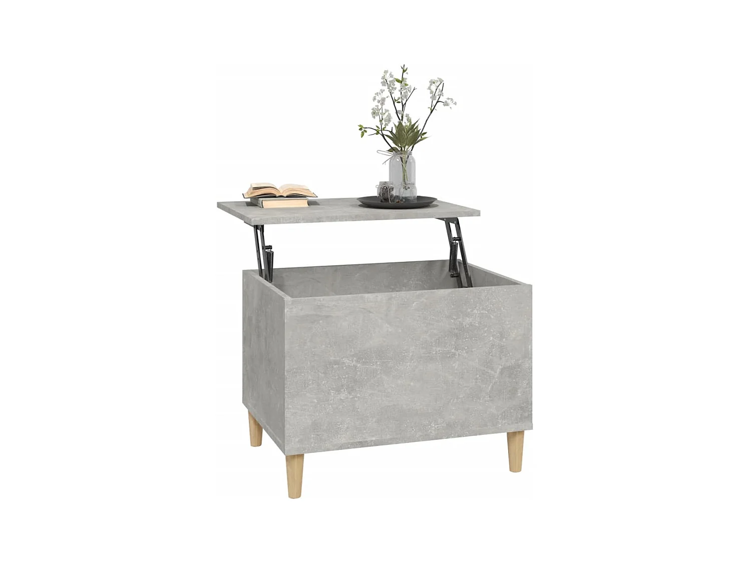 Betongrijze salontafel 60x44,5x45 cm bewerkt hout