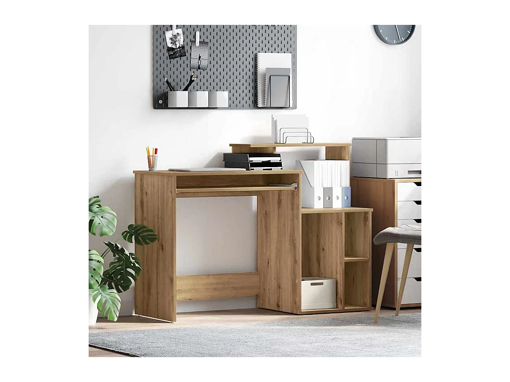 Scrivania con contenitore, rovere lavorato a mano, 120,5 x 44 x 88,5 cm