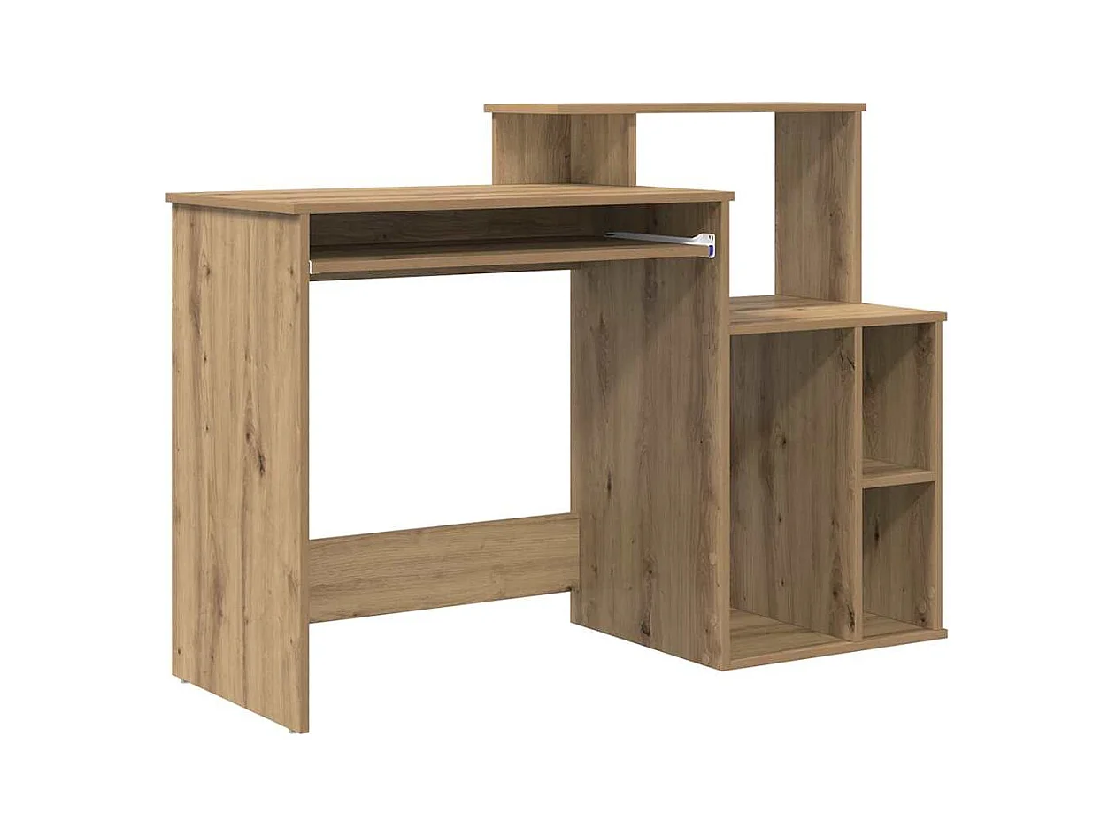 Scrivania con contenitore, rovere lavorato a mano, 120,5 x 44 x 88,5 cm