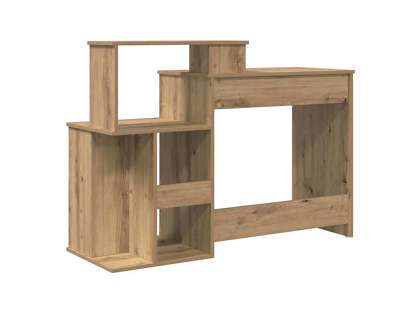 Scrivania con contenitore, rovere lavorato a mano, 120,5 x 44 x 88,5 cm