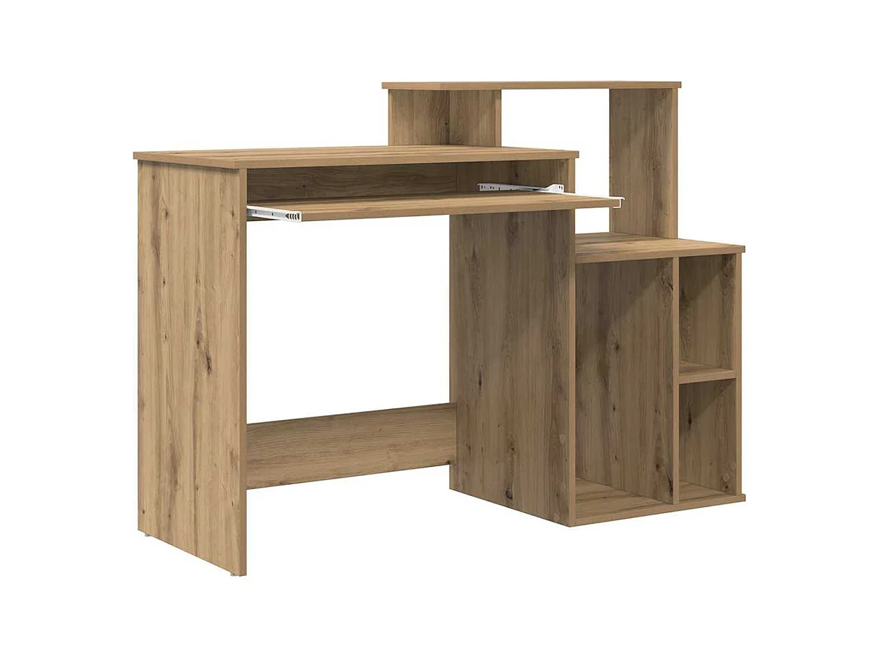 Scrivania con contenitore, rovere lavorato a mano, 120,5 x 44 x 88,5 cm