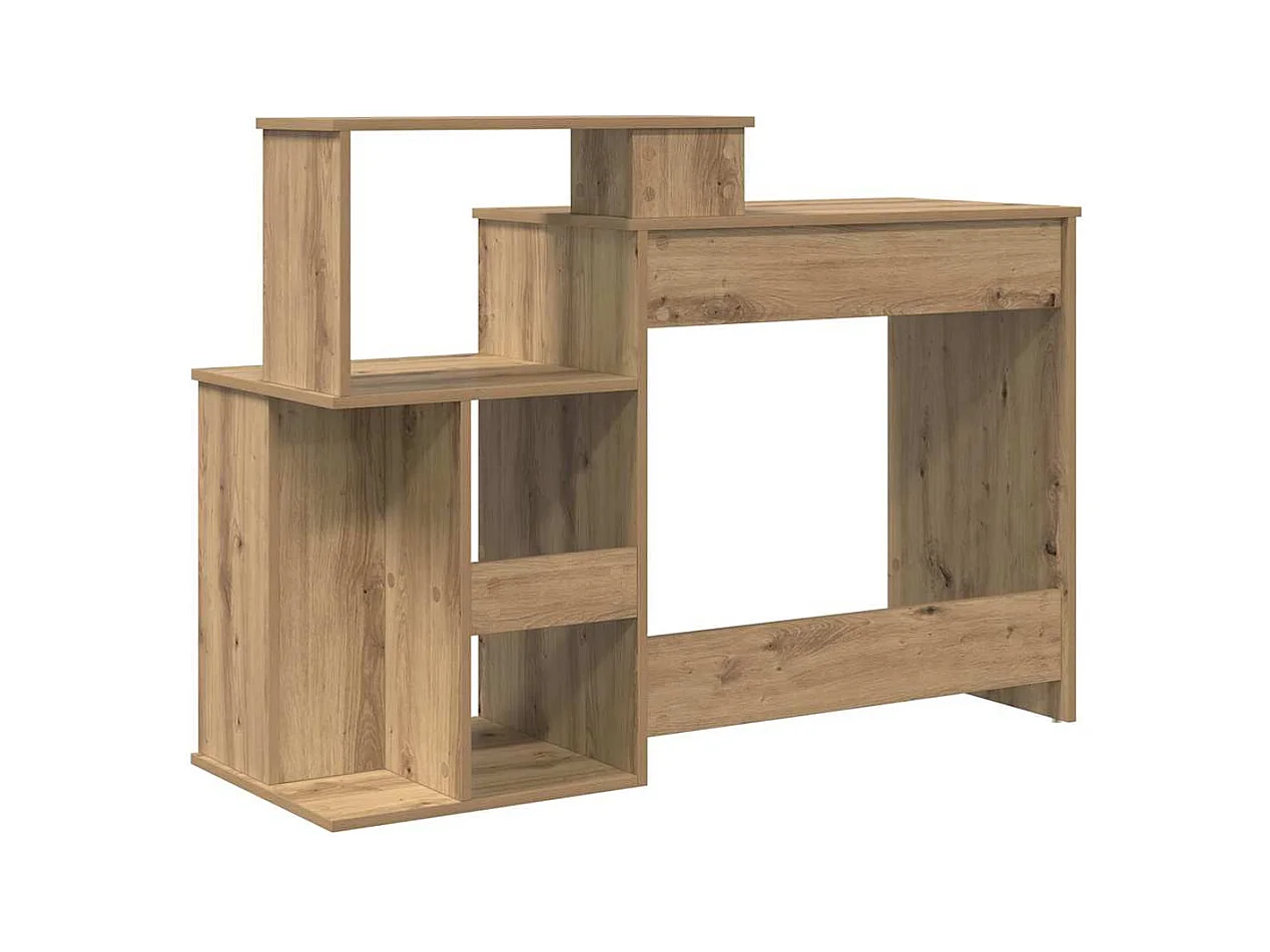 Scrivania con contenitore, rovere lavorato a mano, 120,5 x 44 x 88,5 cm