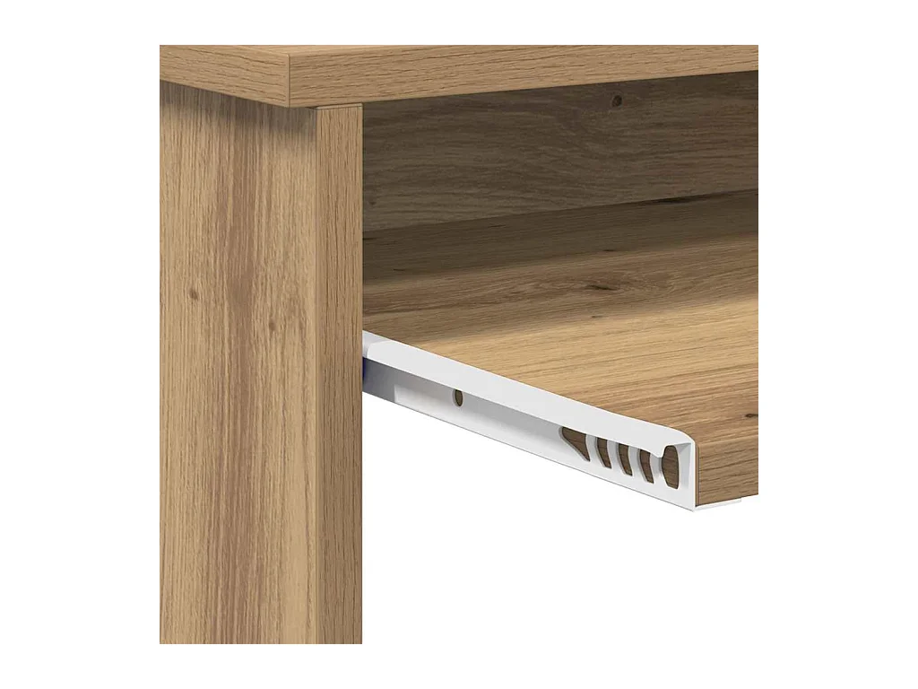 Scrivania con contenitore, rovere lavorato a mano, 120,5 x 44 x 88,5 cm