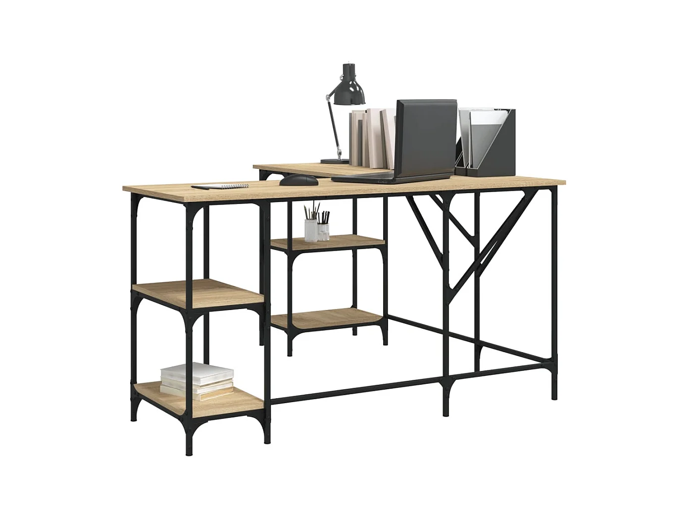 Bureau chêne sonoma 139x139x75 cm bois d'ingénierie