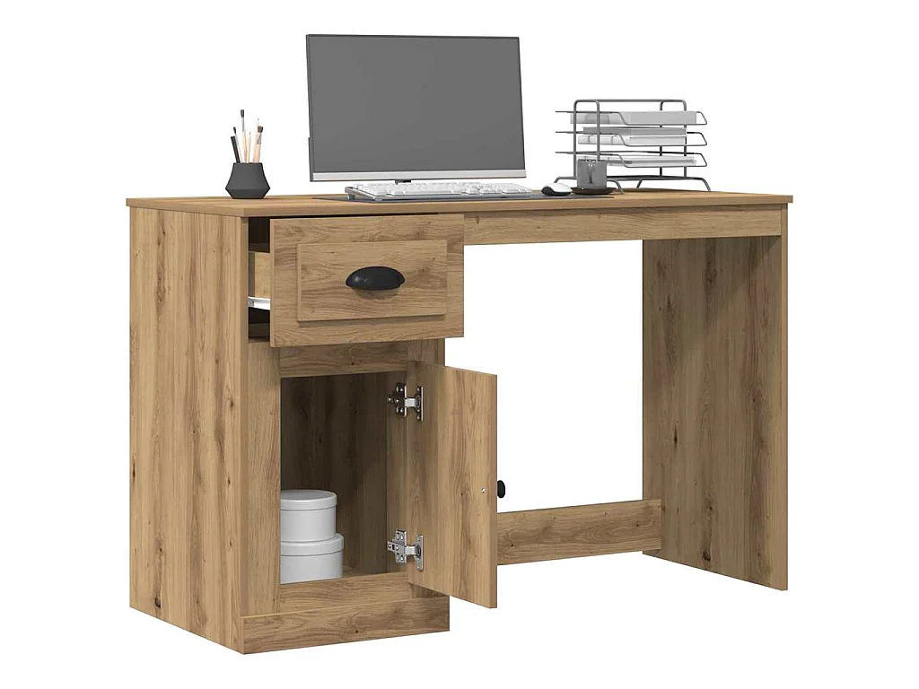Handgefertigter Schreibtisch aus Eichenholz 50 x 115 x 75 cm Holzwerkstoff