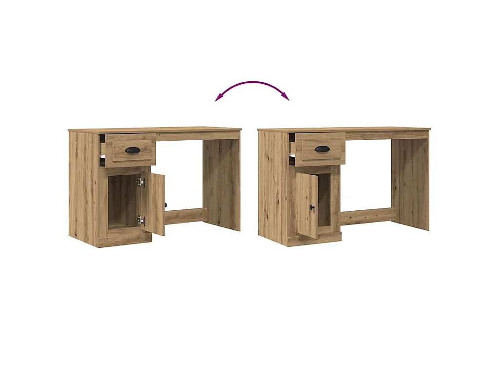 Handgefertigter Schreibtisch aus Eichenholz 50 x 115 x 75 cm Holzwerkstoff
