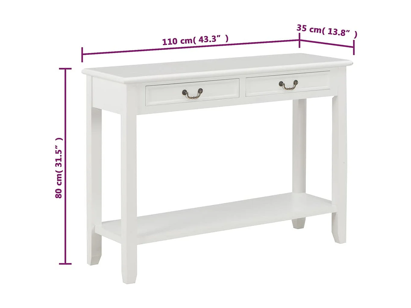 Table console Blanc 110x35x80 cm Bois