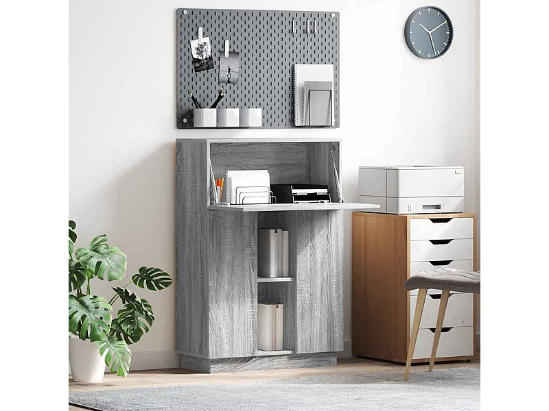 Schreibtisch mit Tür Grau 71,5 x 31,5 x 106,5 cm Holzwerkstoff