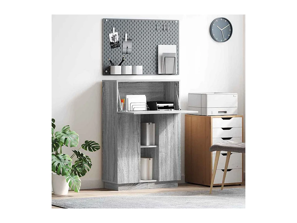 Bureau avec porte Gris 71,5 x 31,5 x 106,5 cm Bois d'ingénierie