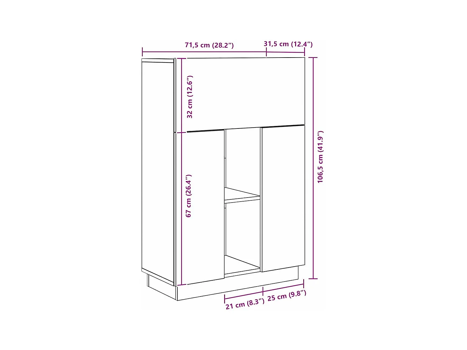 Bureau avec porte Gris 71,5 x 31,5 x 106,5 cm Bois d'ingénierie