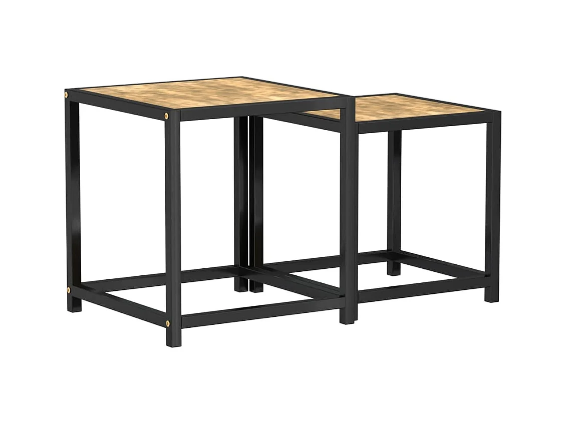 2 mesas de té de MDF en negro y amarillo