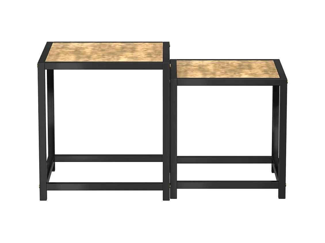 2 mesas de té de MDF en negro y amarillo