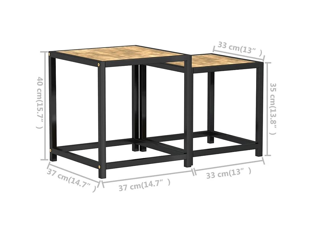 2 mesas de té de MDF en negro y amarillo
